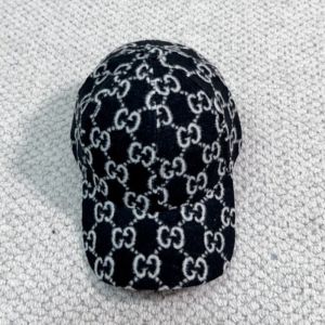 Gucci Baseball Hat Children GG Supreme Wool Black