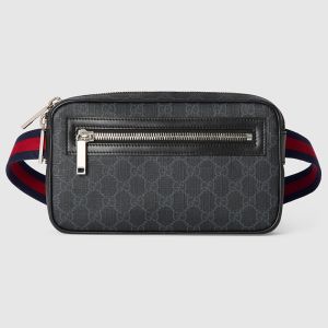 Gucci Belt Bag with Zip Pocket In GG Supreme Canvas 792094 Black