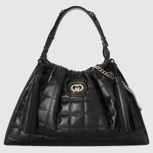 Gucci Medium Deco Tote In Quilted Leather 746210 Black