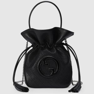 Gucci Mini Blondie Bucket Bag In Subtle Leather 760313 Black