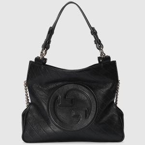 Gucci Small Blondie Square Tote In Subtler Leather 751518 Black