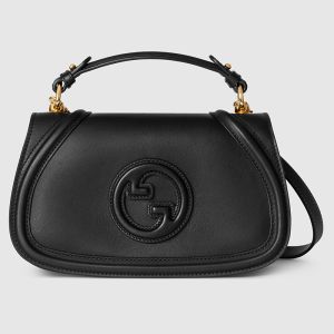 Gucci Small Blondie Top Handle Bag In Smooth Leather 815714 Black