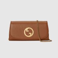 Gucci Large Blondie Continental Chain Wallet In Leather 725215 Brown