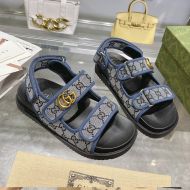 Gucci Double G Sandals Women GG Canvas Blue