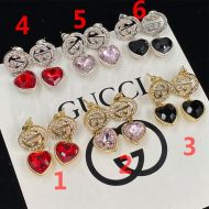 Gucci Interlocking G Heart Crystals Pendant Earrings