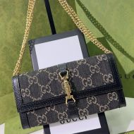 Gucci Large Jackie 1961 Chain Wallet In GG Supreme Denim Black