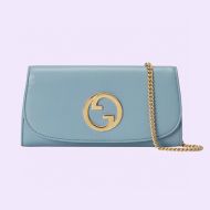 Gucci Large Blondie Continental Chain Wallet In Leather 725215 Blue