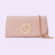 Gucci Large Blondie Continental Chain Wallet In Leather 725215 Pink