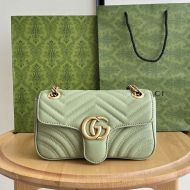 Gucci Mini Marmont Flap Shoulder Bag In Matelasse Leather 446744 Mint Green