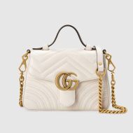 Gucci Mini Marmont Top Handle Bag In Matelasse Leather White