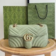 Gucci Small Marmont Flap Shoulder Bag In Matelasse Leather 443497 Mint Green