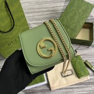 Gucci Medium Blondie Chain Wallet In Leather 725219 Green