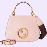 Gucci Medium Blondie Top Handle Bag with Studs In Leather 721172 Pink