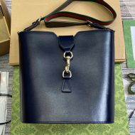 Gucci Medium Bucket Shoulder Bag In Leather 782904 Navy Blue