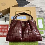 Gucci Medium Deco Tote In Quilted Leather 746210 Burgundy