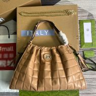 Gucci Medium Deco Tote In Quilted Leather 746210 Khaki