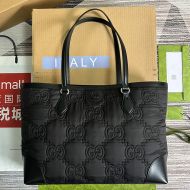 Gucci Medium Ophidia Tote In GG Nylon and Calfskin 631685 Black