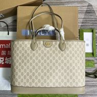 Gucci Medium Ophidia Tote In GG Supreme Canvas 739730 Khaki/White