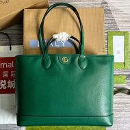 Gucci Medium Ophidia Tote In Textured Leather 739730 Green