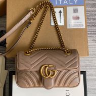 Gucci Mini Marmont Flap Shoulder Bag In Matelasse Leather 446744 Coffee