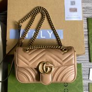 Gucci Mini Marmont Flap Shoulder Bag In Matelasse Leather 446744 Khaki