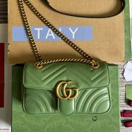 Gucci Mini Marmont Flap Shoulder Bag In Matelasse Leather 446744 Olive