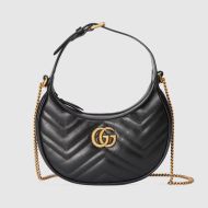 Gucci Mini Marmont Half-Moon Bag In Matelasse Leather 699514 Black