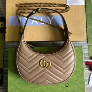 Gucci Mini Marmont Half-Moon Bag In Matelasse Leather 699514 Khaki