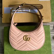 Gucci Mini Marmont Half-Moon Bag In Matelasse Leather 699514 Pink