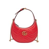 Gucci Mini Marmont Half-Moon Bag In Matelasse Leather 699514 Red