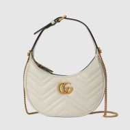 Gucci Mini Marmont Half-Moon Bag In Matelasse Leather 699514 White