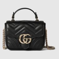 Gucci Mini Marmont Top Handle Bag In Quilted Leather 811238 Black