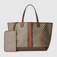 Gucci Large Ophidia Stripe Tote In GG Supreme Canvas Beige/Brown