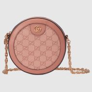 Gucci Mini Ophidia Round Bag In GG Supreme Canvas Pink