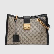 Gucci medium Padlock Tote In GG Supreme Canvas Beige/Black