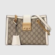 Gucci Small Padlock Tote In GG Supreme Canvas Beige/White