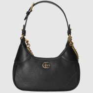 Gucci Small Aphrodite Half-Moon Bag In Soft Leather 731817 Black