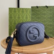 Gucci Small Blondie Camera Bag In Subtler Leather 742360 Navy Blue