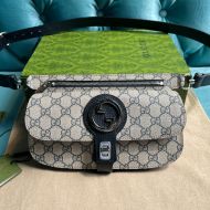 Gucci Small Blondie Flap Belt Bag In GG Supreme Canvas 718154 Navy Blue