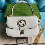 Gucci Small Blondie Flap Top Handle Bag In Leather 735101 White