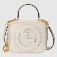 Gucci Small Blondie Square Top Handle Bag In Subtler Leather 744434 White