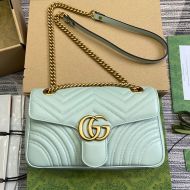 Gucci Small Marmont Flap Shoulder Bag In Matelasse Leather 443497 Sky Blue