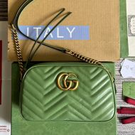 Gucci Small Marmont Shoulder Bag In Matelasse Leather 447632 Green