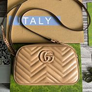 Gucci Small Marmont Shoulder Bag In Matelasse Leather 447632 Khaki