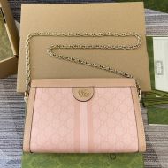 Gucci Small Ophidia Clutch Shoulder Bag In GG Supreme Canvas 503877 Pink