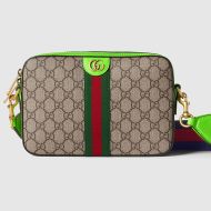 Gucci Small Ophidia Messenger In GG Supreme Canvas 699439 Beige/Green