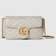 Gucci Super Mini Marmont Flap Shoulder Bag In Matelasse Leather 476433 Grey