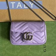 Gucci Super Mini Marmont Flap Shoulder Bag In Matelasse Leather 476433 Purple