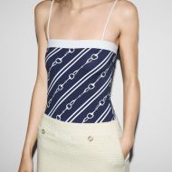 Gucci Swimsuit with Horsebit Stripe Print Women Lycra Blue/White