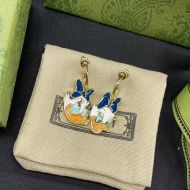 Gucci X Disney Enamel Daisy Duck Pendant Earrings In Gold